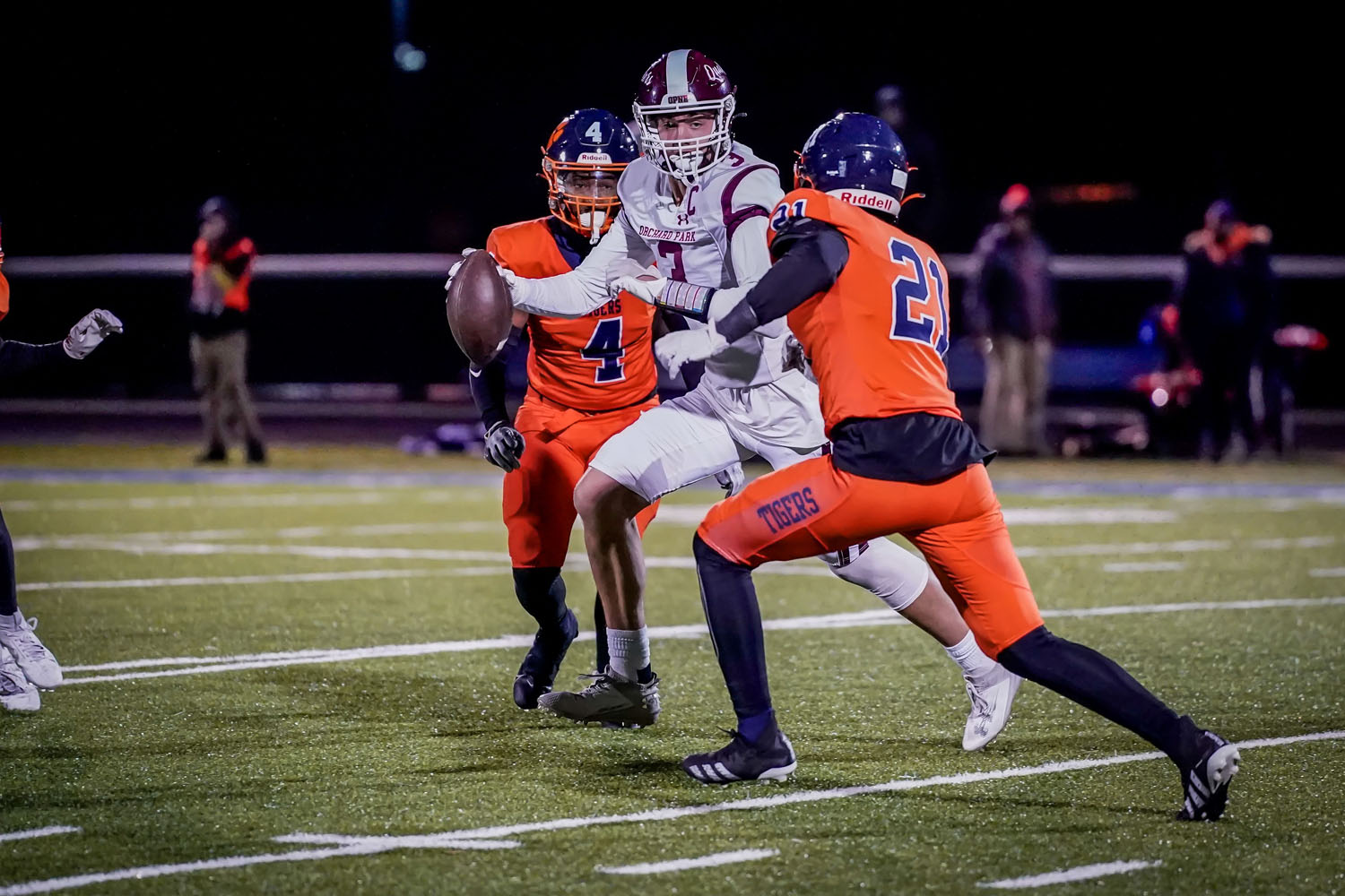 Orchard Park WR looking for space to run the ball