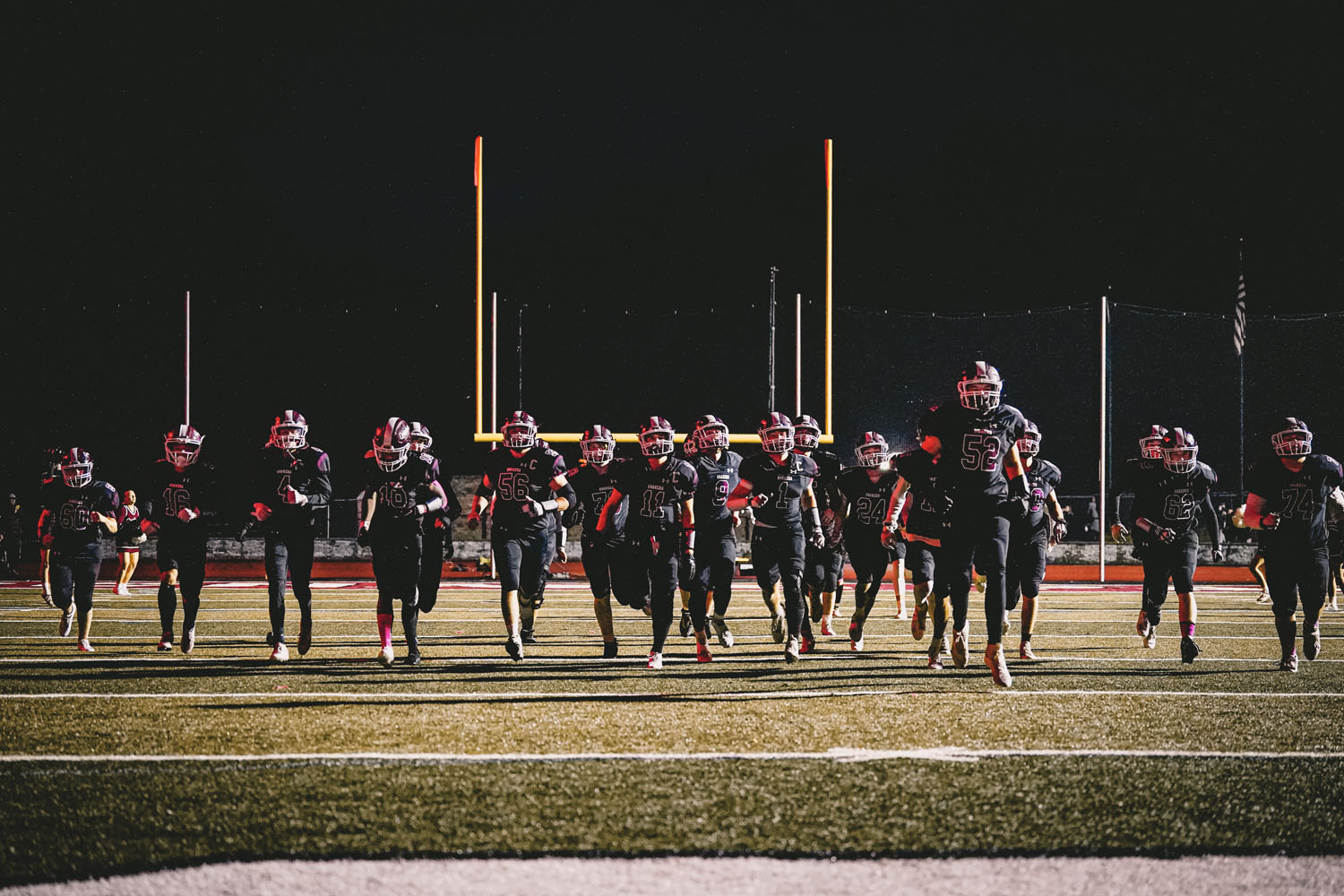 Orchard Park hitting the field against Jamestown