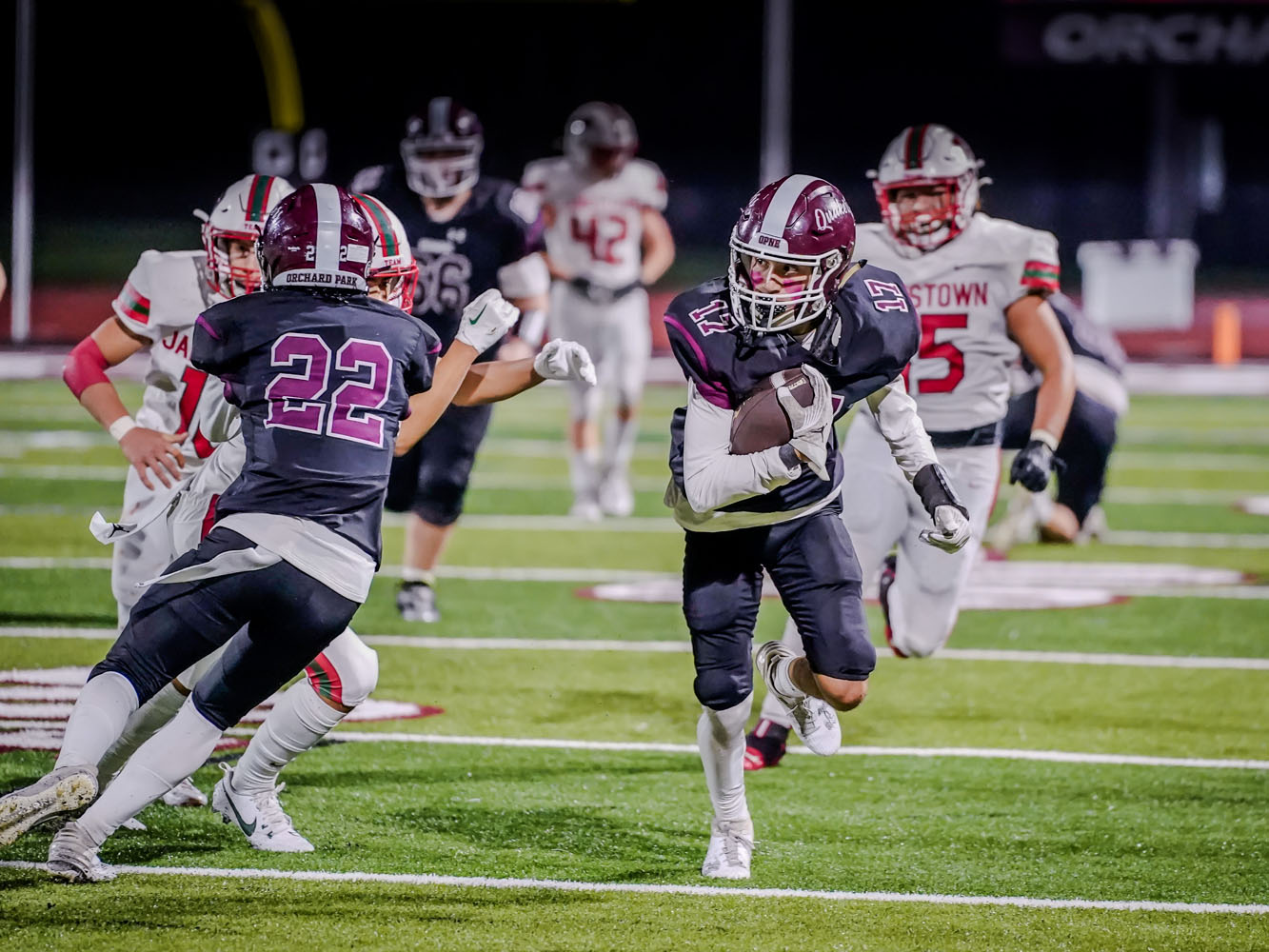 Wide Receiver turning and running with the ball