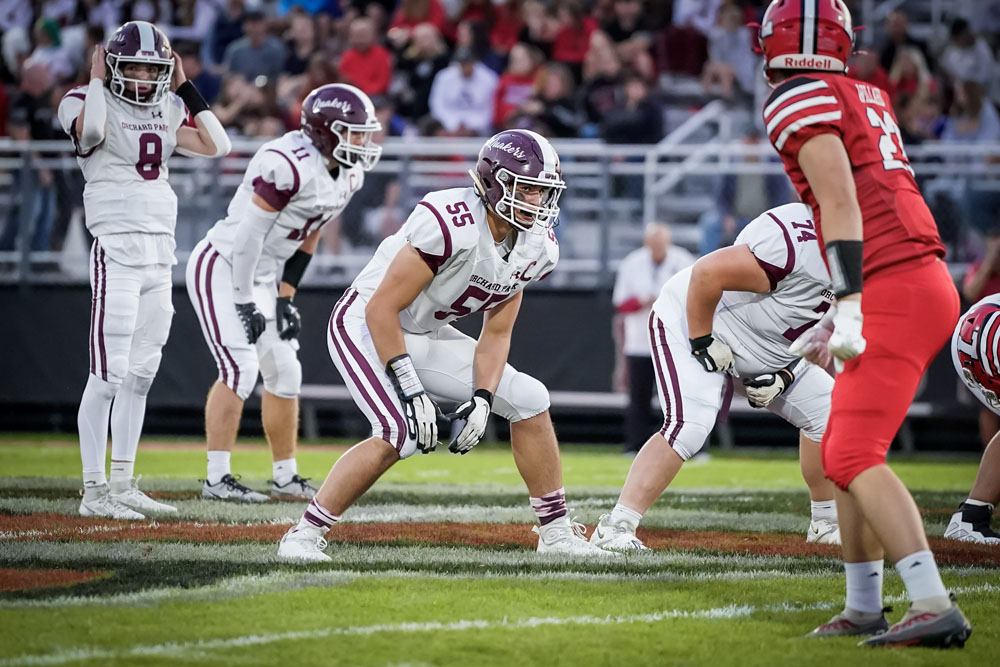 Lineman checking on the defender