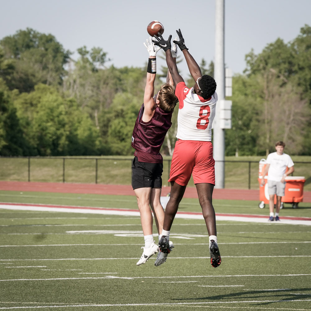 Players going up for a catch!