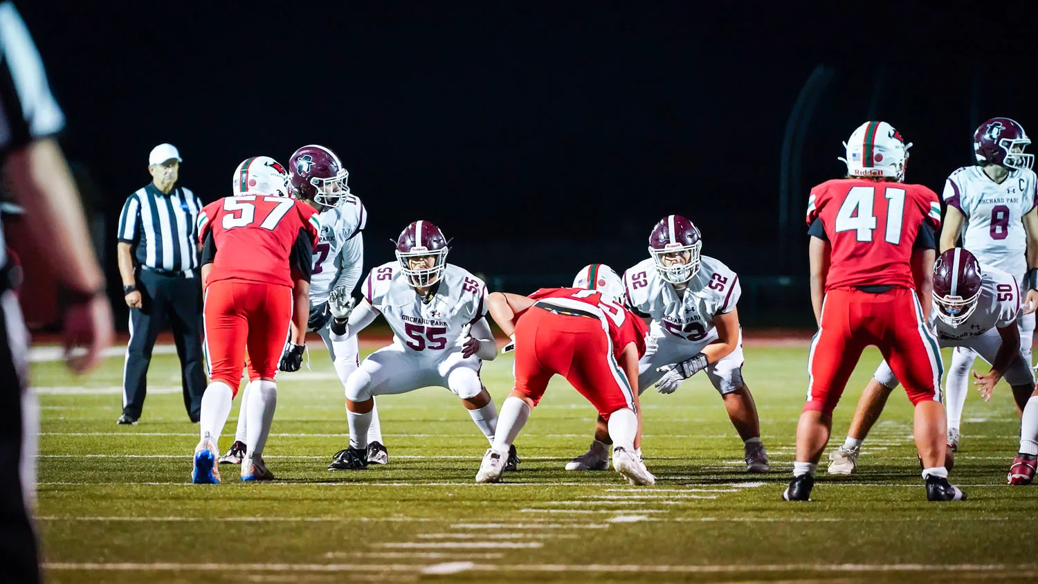 Offensive Line set for the play