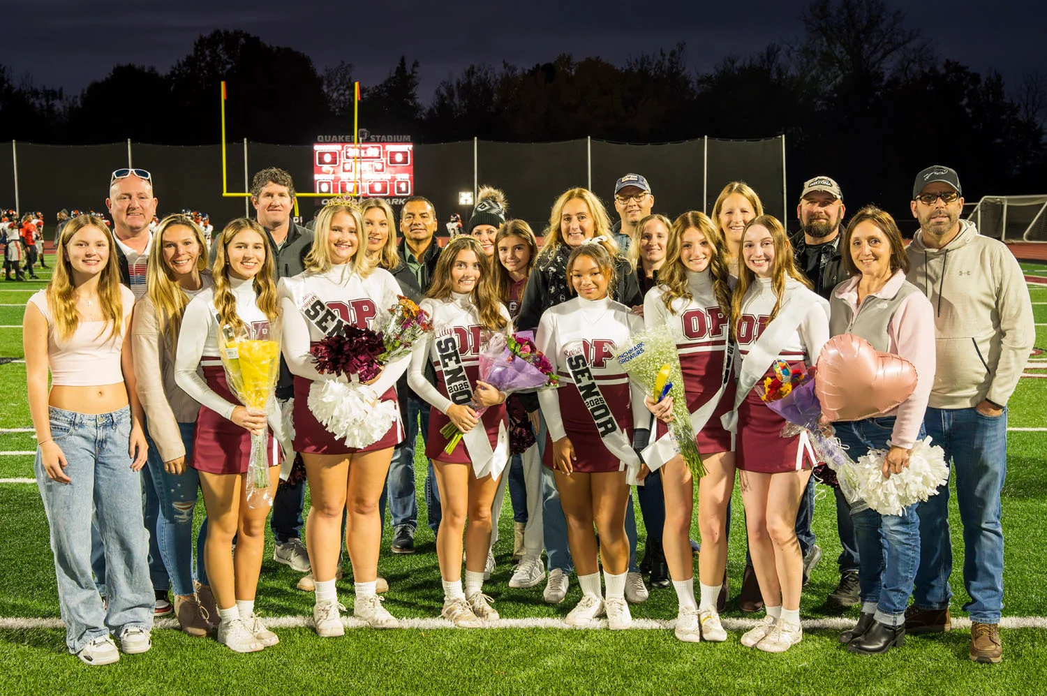 Cheerleaders and Family on Senior Night