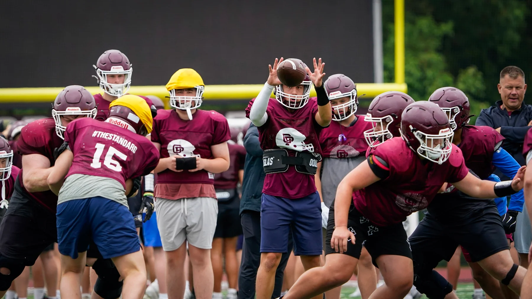 Orchard Park Offense at the sanp of the ball