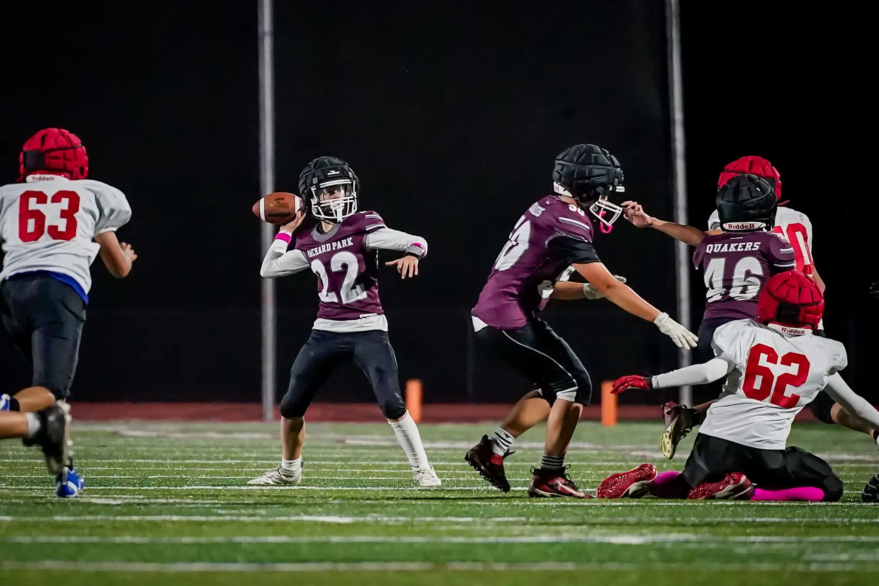 OP QB throwing the ball down the field