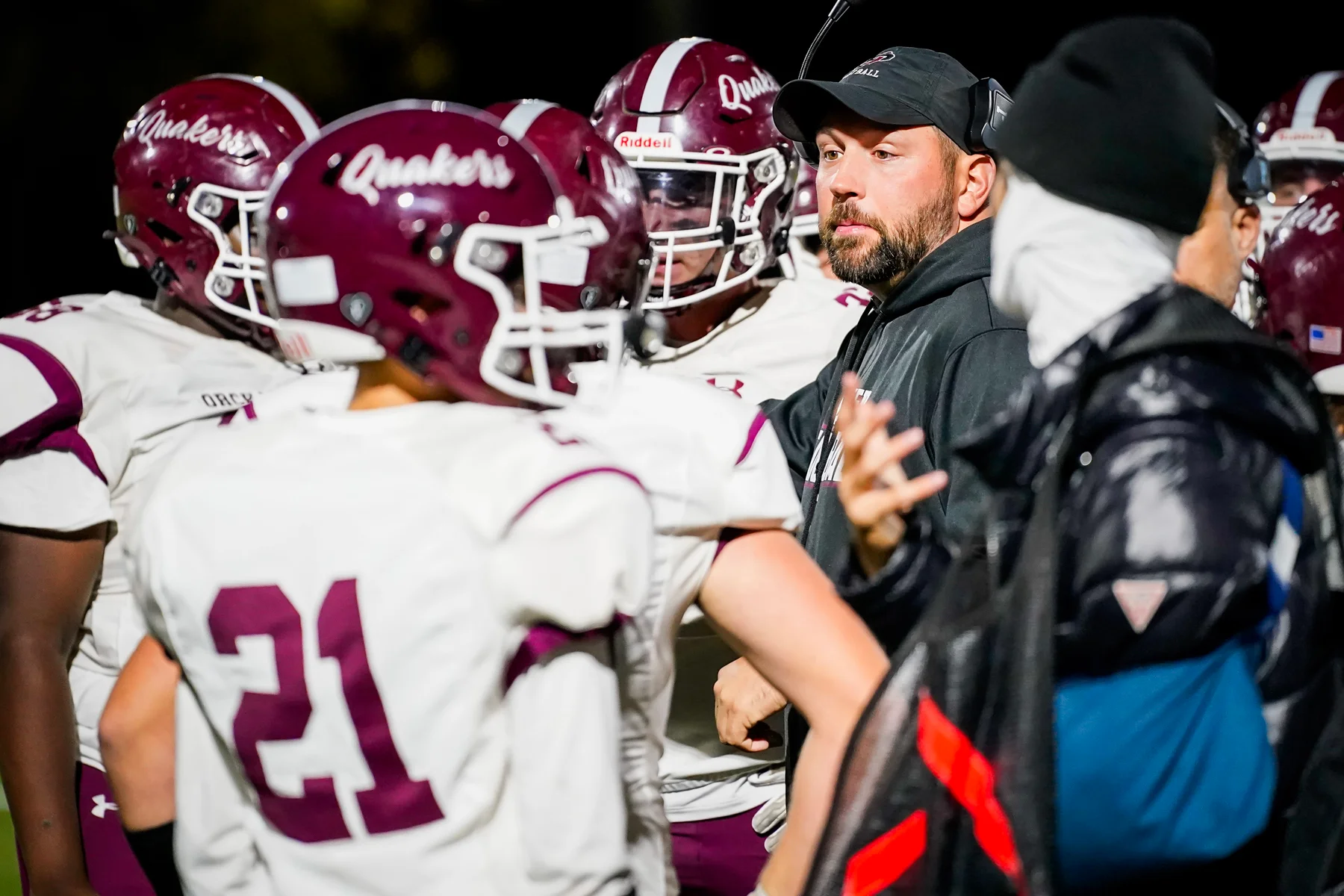 Coach talking during a timeout