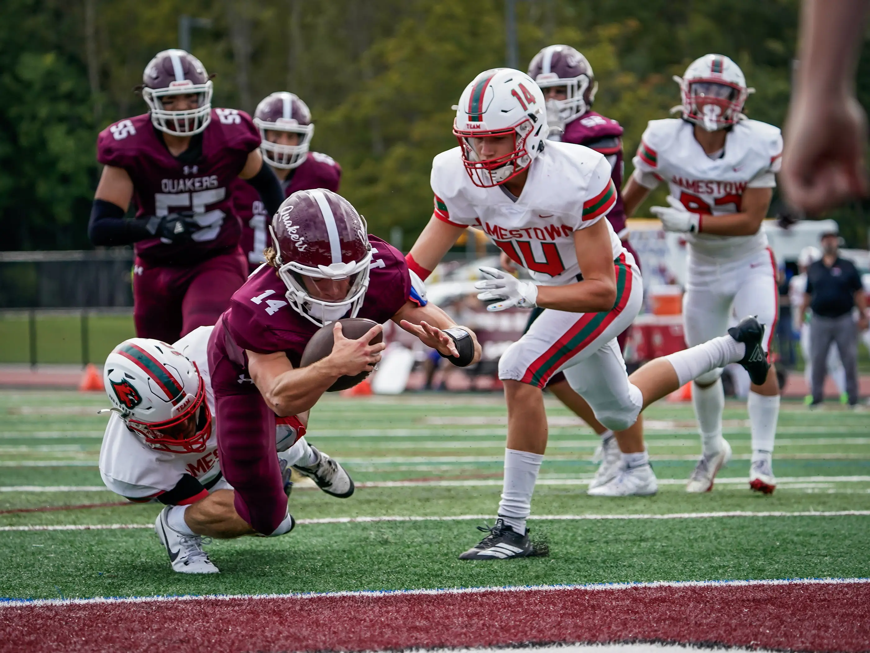 Orchard Park Football reaching for the endzone