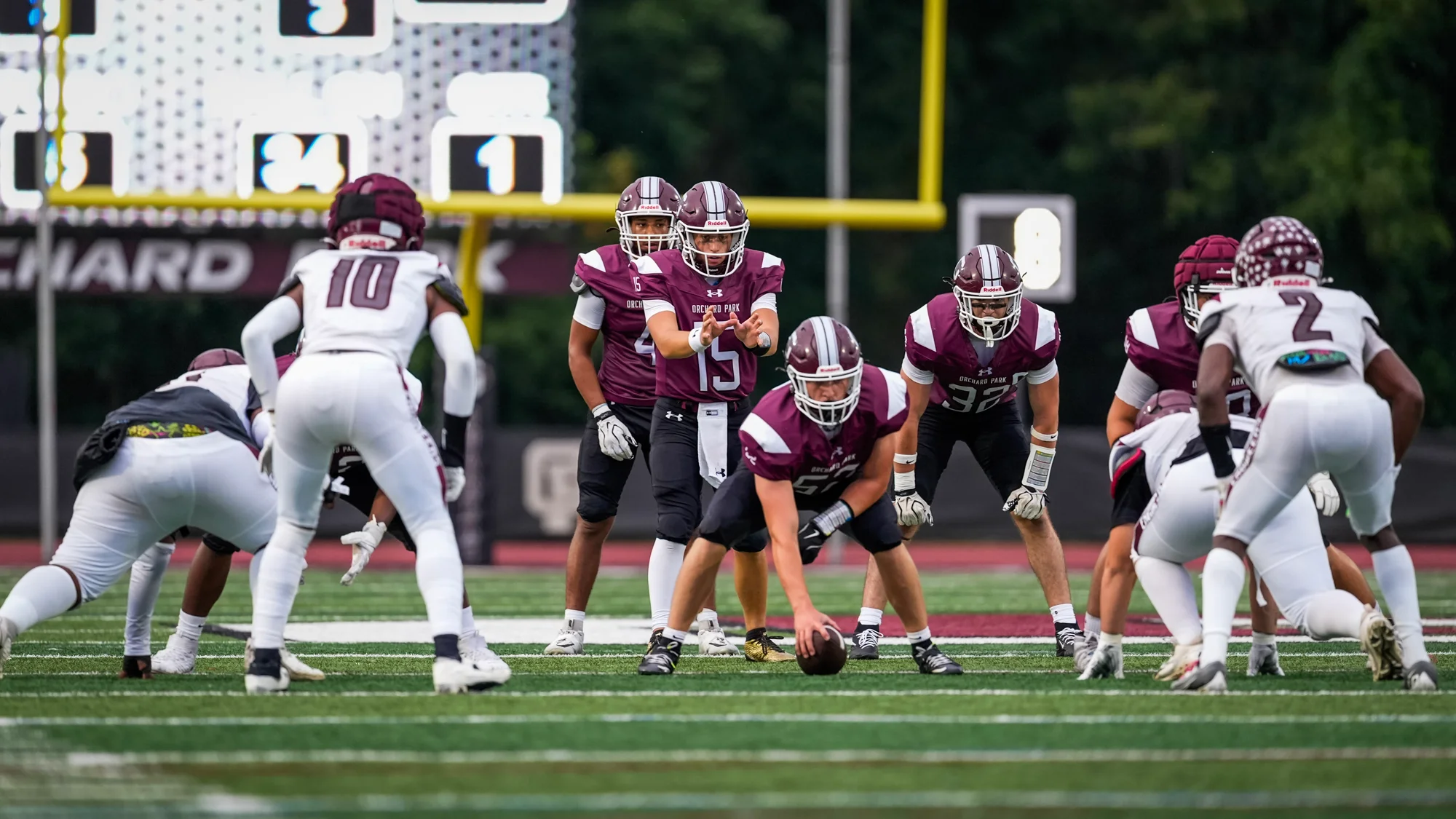 Offense ready for the snap of the ball